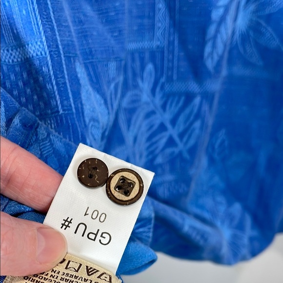 Vintage Jamaica Jaxx Blue 100% Silk Hawaiian Casual Button Down Shirt L - Picture 8 of 10